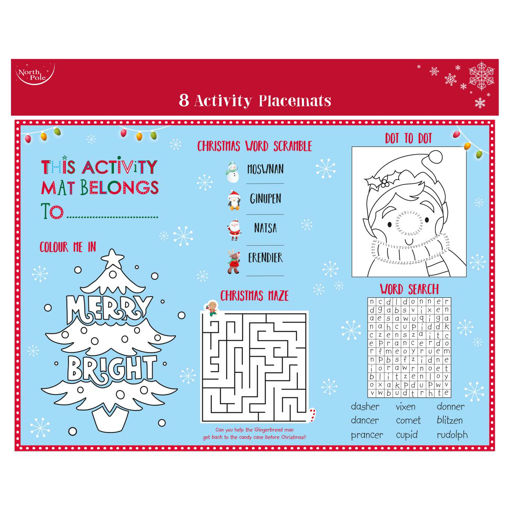 Picture of CHRISTMAS ACTIVITY PLACEMATS 8 PACK